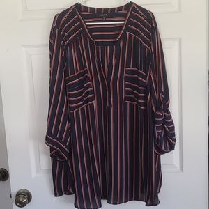 TORRID Striped 3/4 Sleeve Challis Blouse